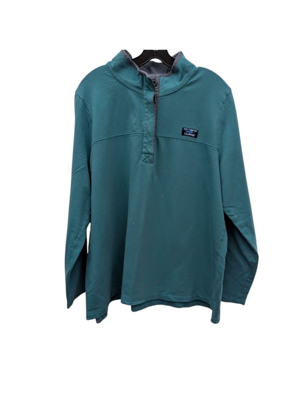 LL Bean Womens Turquoise Teal 100% Cotton Henley Shirt Pullover Button Front 2X